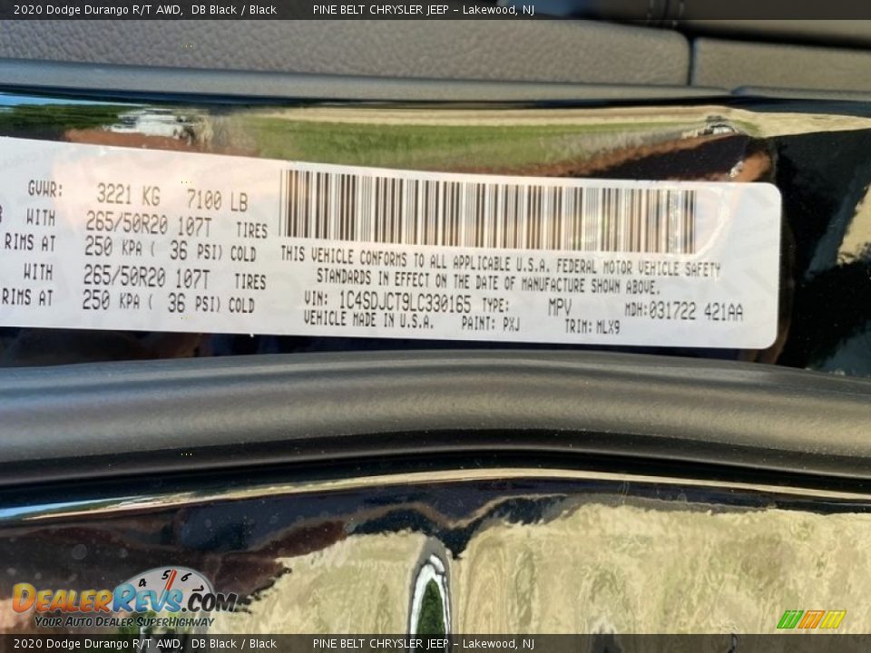 2020 Dodge Durango R/T AWD DB Black / Black Photo #11
