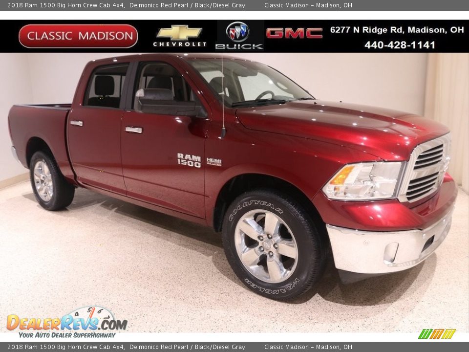 2018 Ram 1500 Big Horn Crew Cab 4x4 Delmonico Red Pearl / Black/Diesel Gray Photo #1