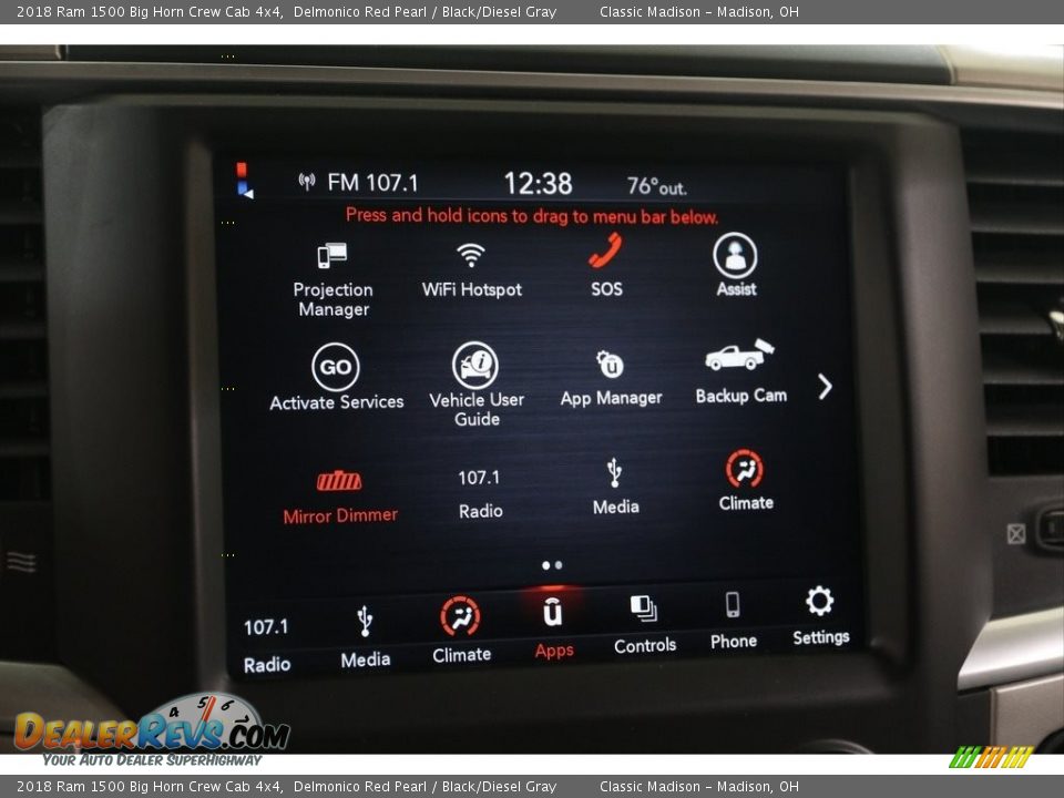 2018 Ram 1500 Big Horn Crew Cab 4x4 Delmonico Red Pearl / Black/Diesel Gray Photo #11