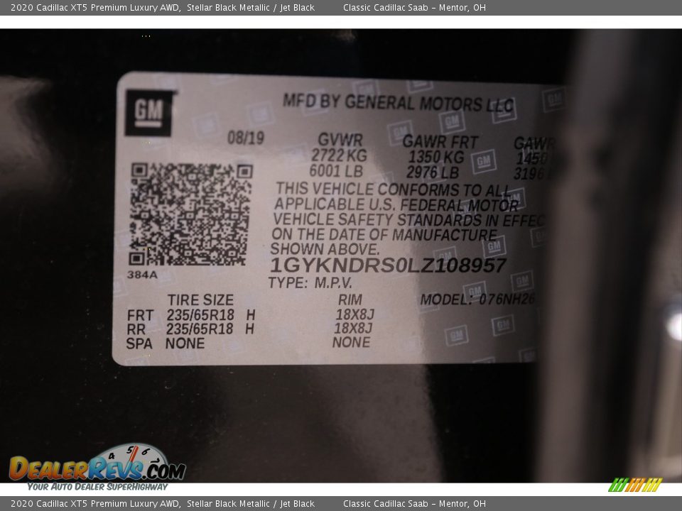 2020 Cadillac XT5 Premium Luxury AWD Stellar Black Metallic / Jet Black Photo #26