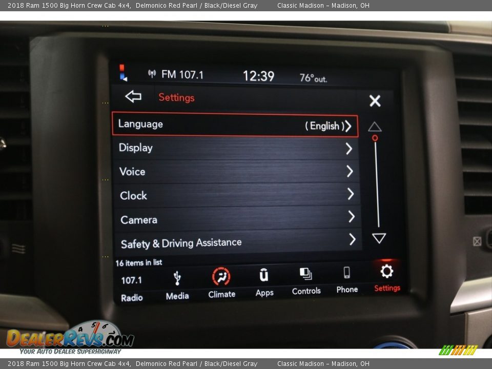 2018 Ram 1500 Big Horn Crew Cab 4x4 Delmonico Red Pearl / Black/Diesel Gray Photo #15