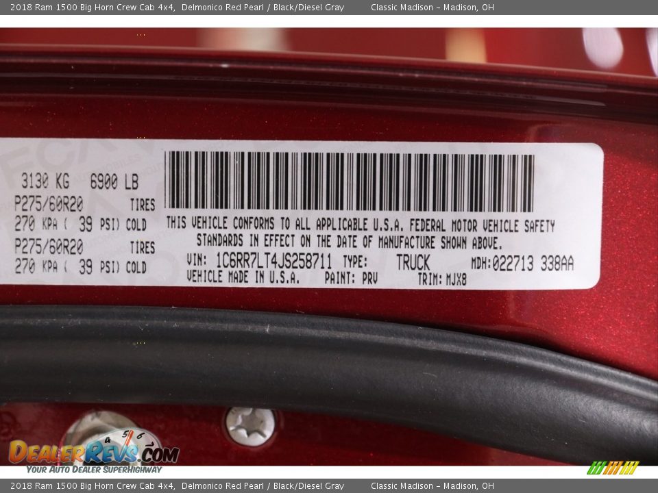 2018 Ram 1500 Big Horn Crew Cab 4x4 Delmonico Red Pearl / Black/Diesel Gray Photo #25