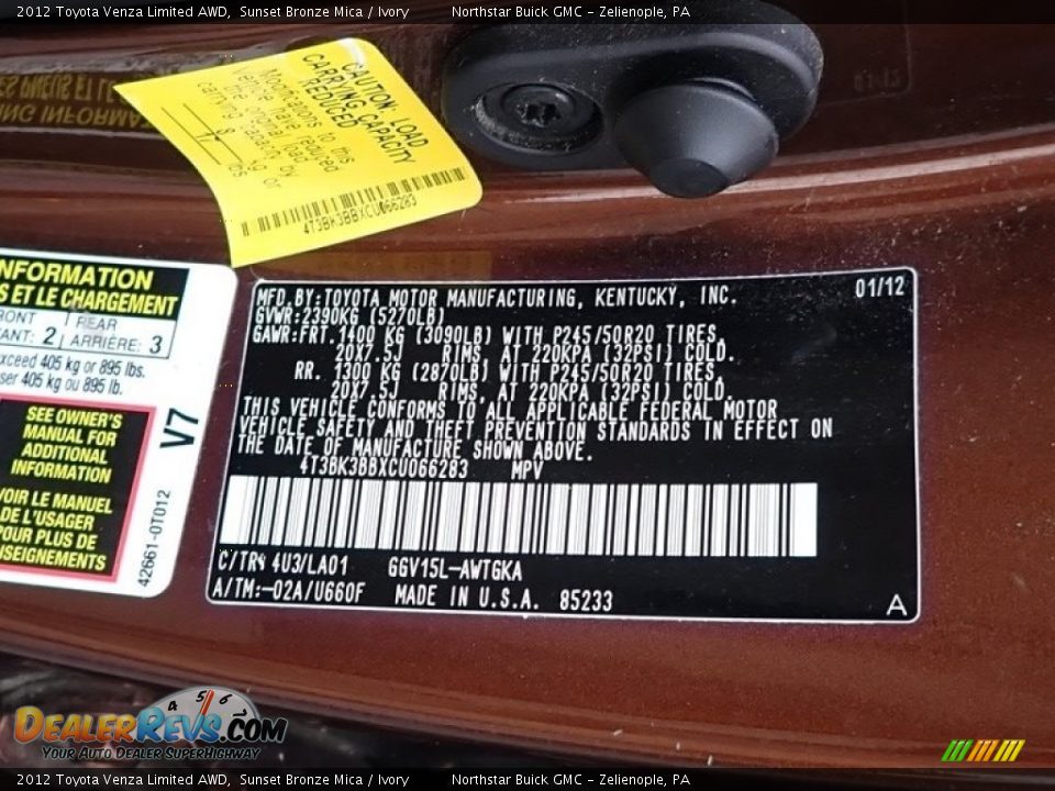 2012 Toyota Venza Limited AWD Sunset Bronze Mica / Ivory Photo #17