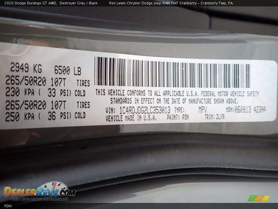 Dodge Color Code PDN Destroyer Gray