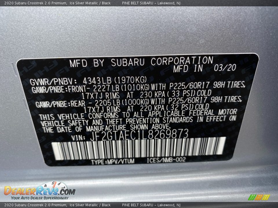 2020 Subaru Crosstrek 2.0 Premium Ice Silver Metallic / Black Photo #12