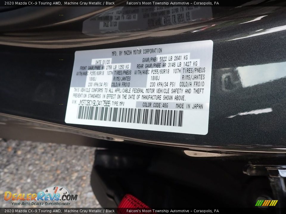 2020 Mazda CX-9 Touring AWD Machine Gray Metallic / Black Photo #12