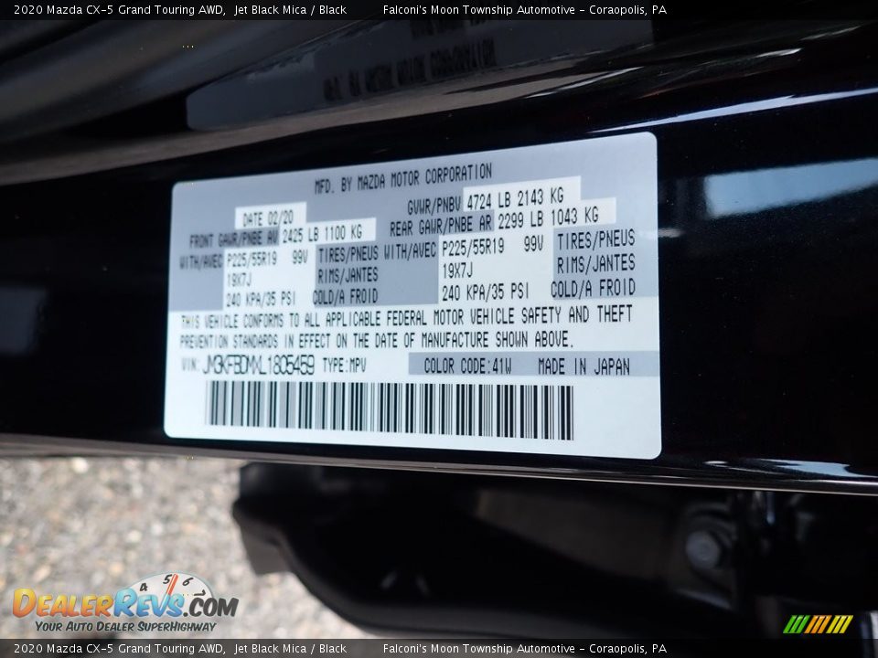 2020 Mazda CX-5 Grand Touring AWD Jet Black Mica / Black Photo #11