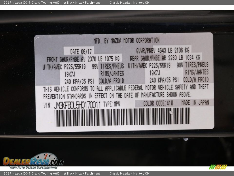 2017 Mazda CX-5 Grand Touring AWD Jet Black Mica / Parchment Photo #19