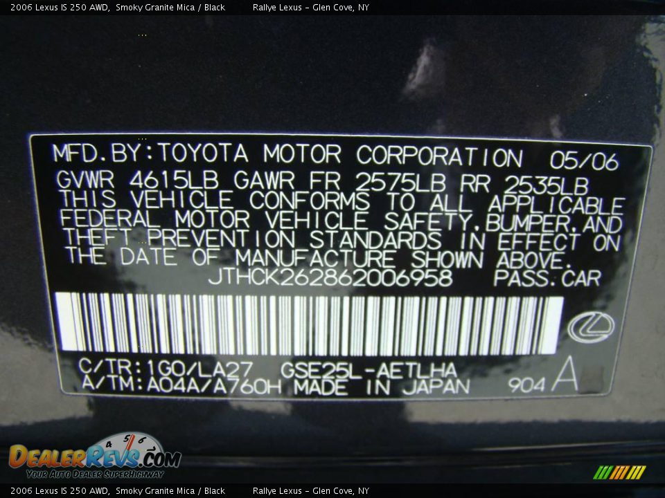 2006 Lexus IS 250 AWD Smoky Granite Mica / Black Photo #15