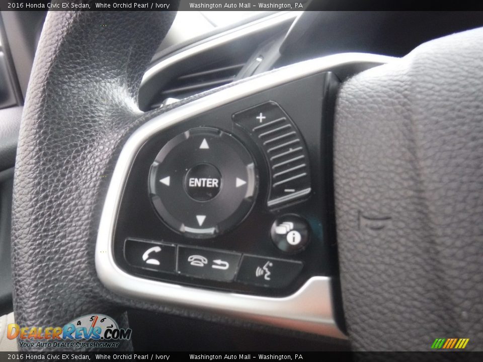 2016 Honda Civic EX Sedan White Orchid Pearl / Ivory Photo #21