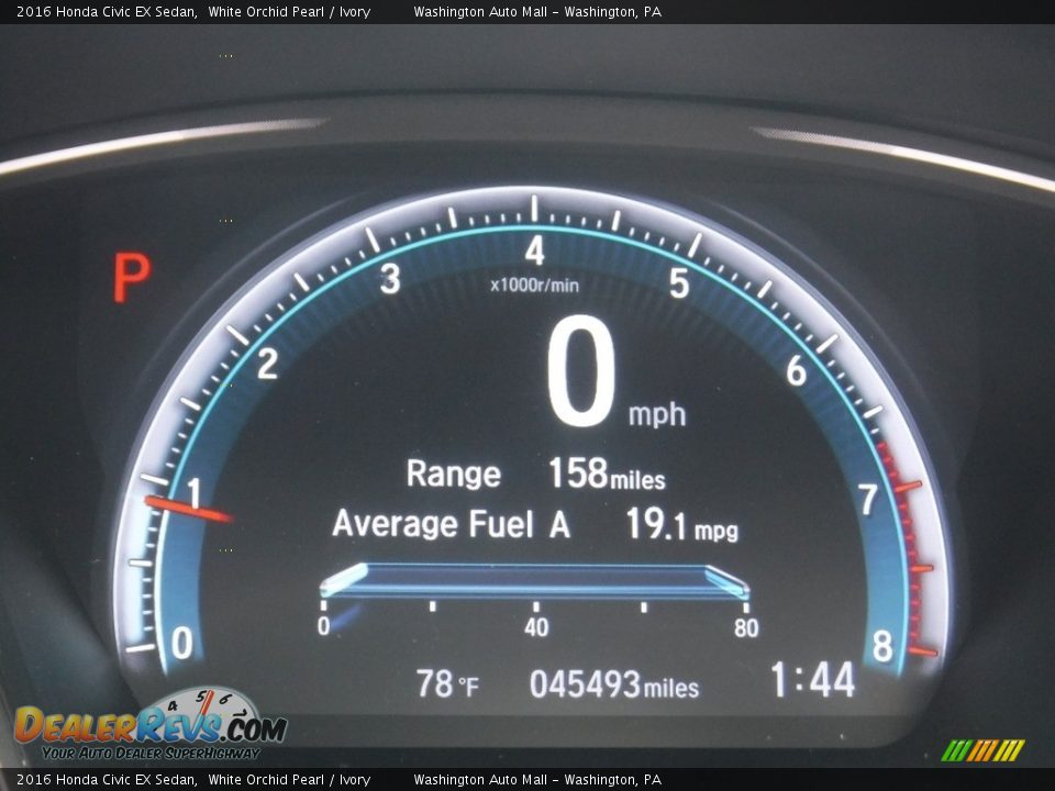 2016 Honda Civic EX Sedan White Orchid Pearl / Ivory Photo #28