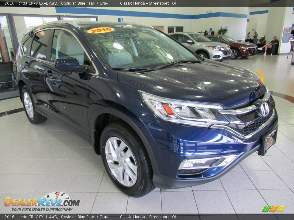 2016 Honda CR-V EX-L AWD Obsidian Blue Pearl / Gray Photo #3