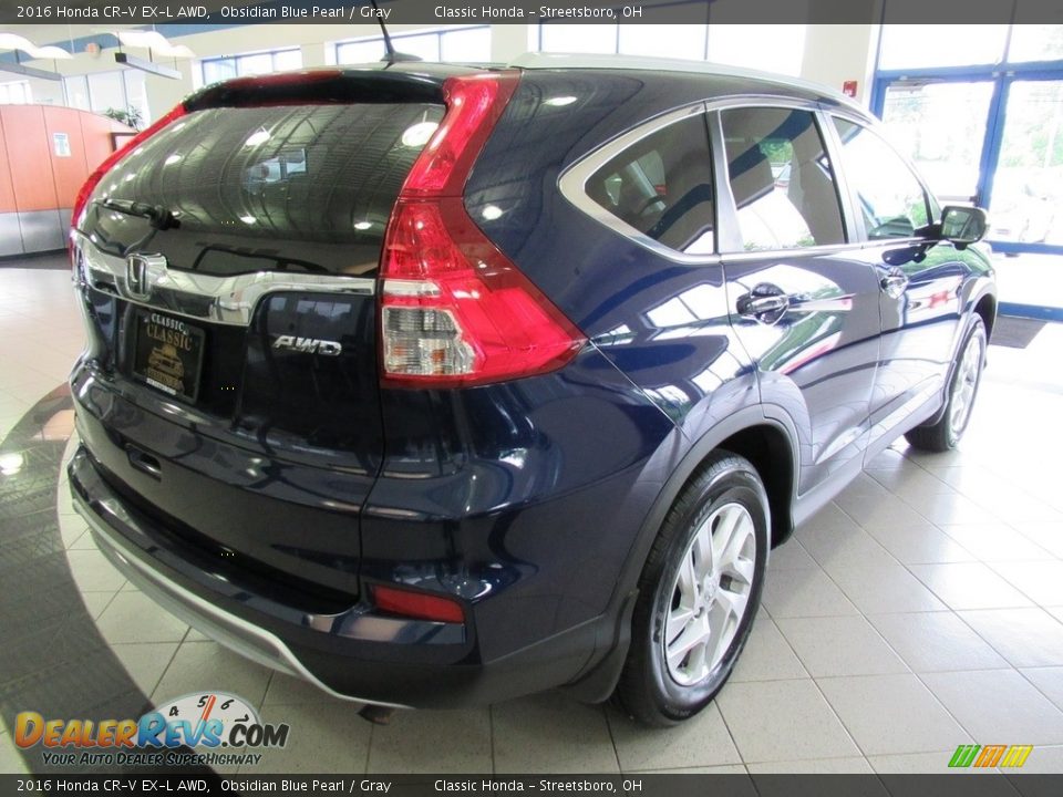 2016 Honda CR-V EX-L AWD Obsidian Blue Pearl / Gray Photo #7