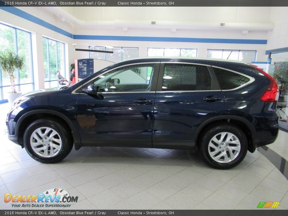 2016 Honda CR-V EX-L AWD Obsidian Blue Pearl / Gray Photo #10