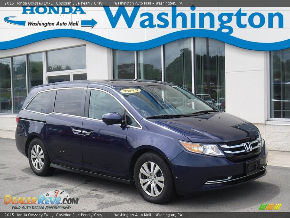 2015 Honda Odyssey EX-L Obsidian Blue Pearl / Gray Photo #1
