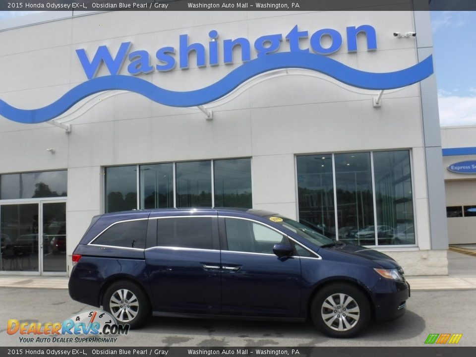 2015 Honda Odyssey EX-L Obsidian Blue Pearl / Gray Photo #2