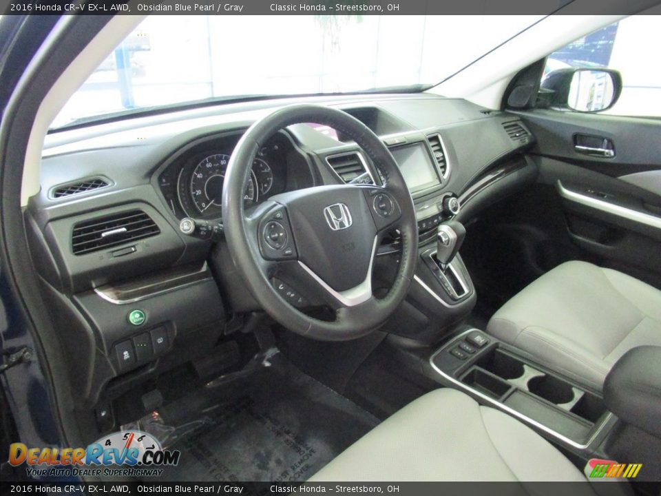 2016 Honda CR-V EX-L AWD Obsidian Blue Pearl / Gray Photo #28