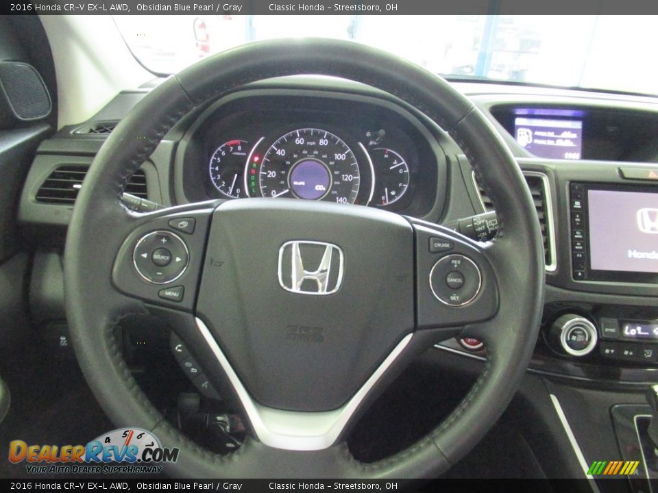 2016 Honda CR-V EX-L AWD Obsidian Blue Pearl / Gray Photo #30