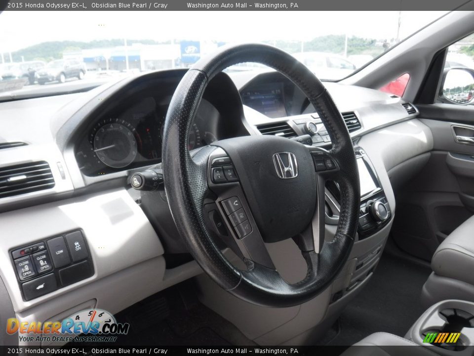 2015 Honda Odyssey EX-L Obsidian Blue Pearl / Gray Photo #12