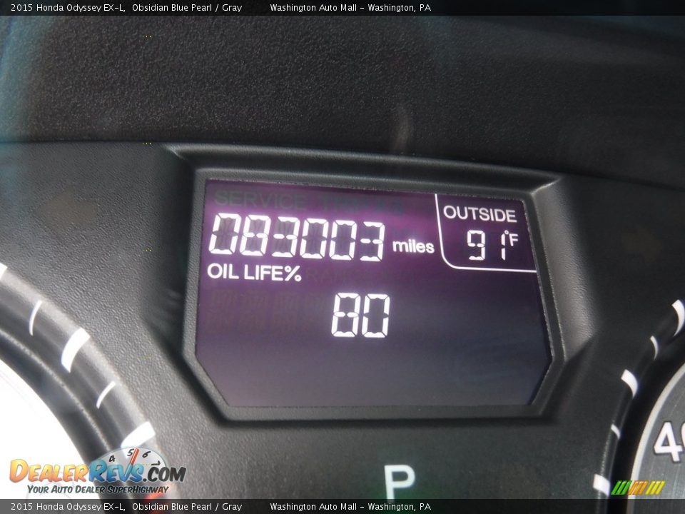 2015 Honda Odyssey EX-L Obsidian Blue Pearl / Gray Photo #28