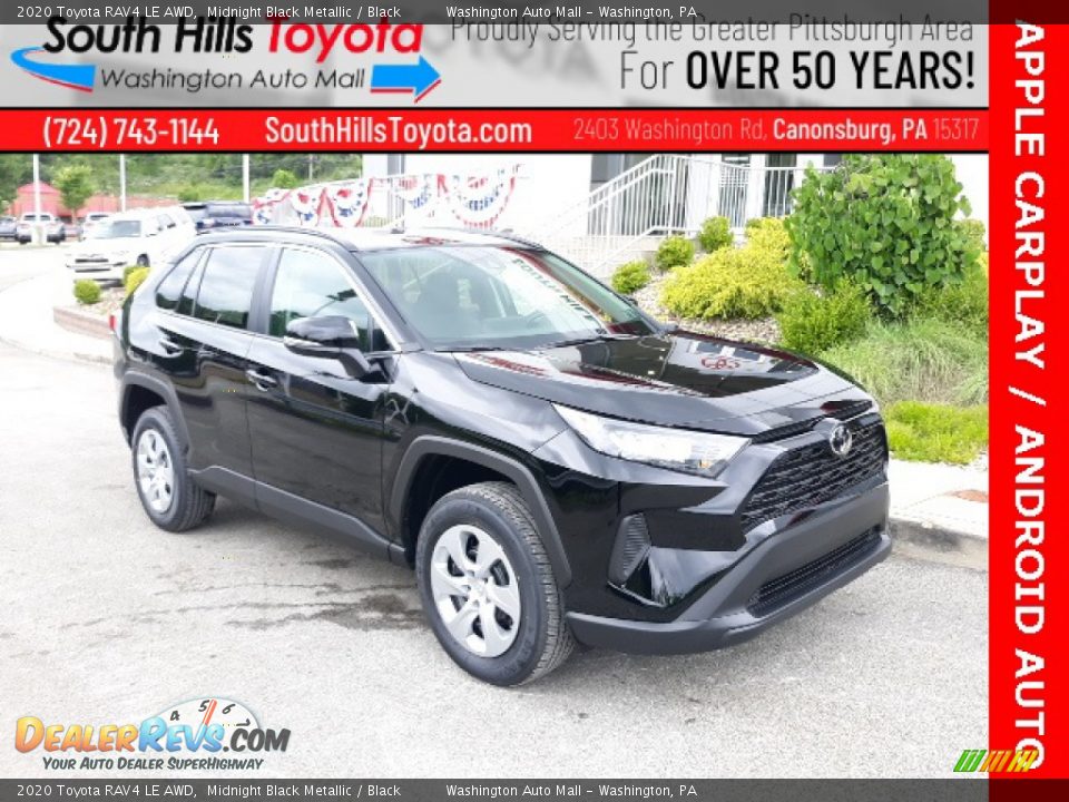 2020 Toyota RAV4 LE AWD Midnight Black Metallic / Black Photo #1