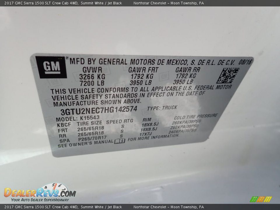 2017 GMC Sierra 1500 SLT Crew Cab 4WD Summit White / Jet Black Photo #14