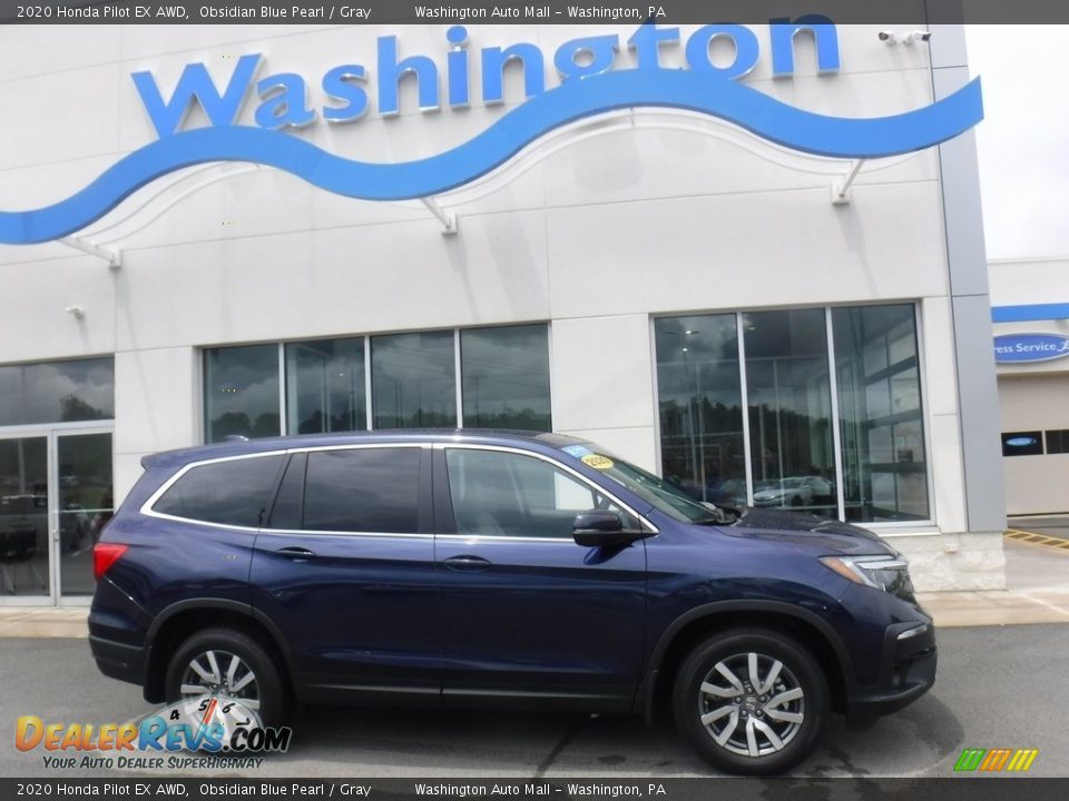 2020 Honda Pilot EX AWD Obsidian Blue Pearl / Gray Photo #2