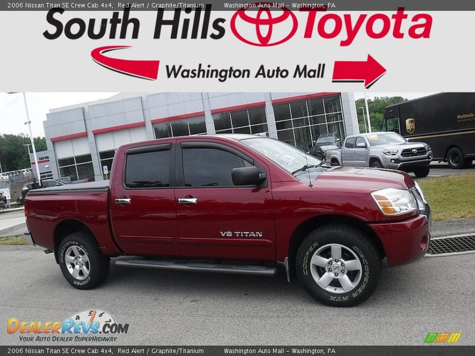2006 Nissan Titan SE Crew Cab 4x4 Red Alert / Graphite/Titanium Photo #2