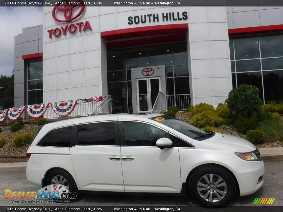 2014 Honda Odyssey EX-L White Diamond Pearl / Gray Photo #2
