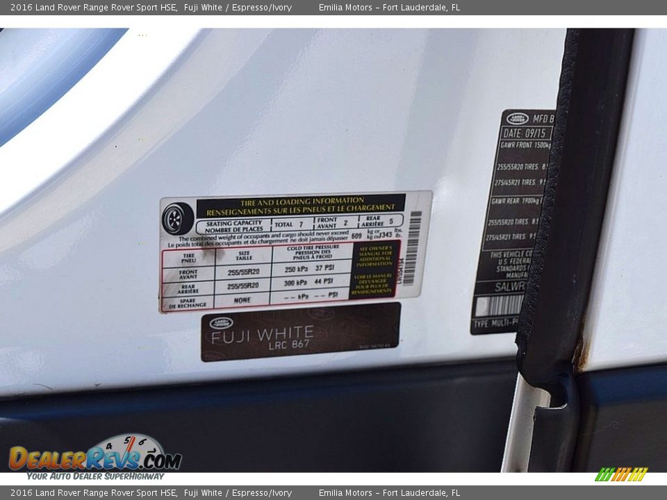 2016 Land Rover Range Rover Sport HSE Fuji White / Espresso/Ivory Photo #19