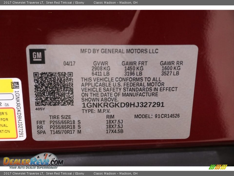 2017 Chevrolet Traverse LT Siren Red Tintcoat / Ebony Photo #24