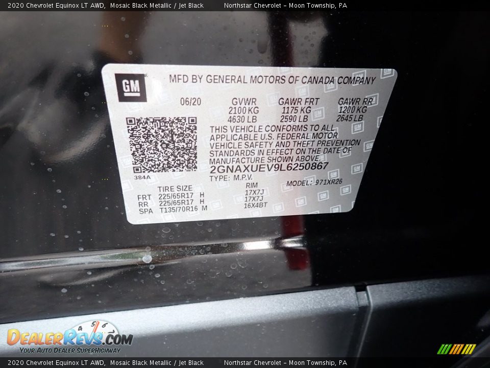 2020 Chevrolet Equinox LT AWD Mosaic Black Metallic / Jet Black Photo #16