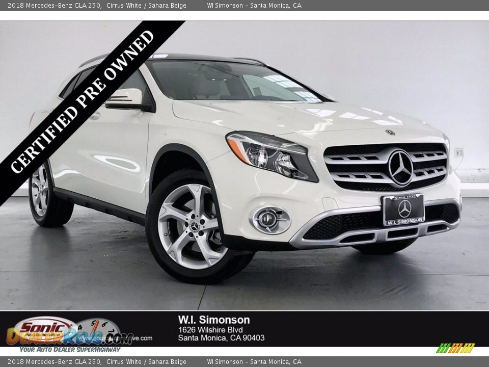 2018 Mercedes-Benz GLA 250 Cirrus White / Sahara Beige Photo #1