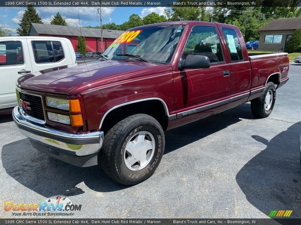 1996 GMC Sierra 1500 SL Extended Cab 4x4 Dark Hunt Club Red Metallic / Maroon Photo #1