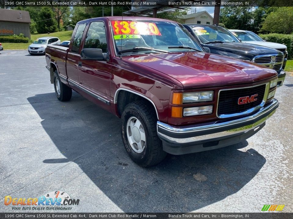 1996 GMC Sierra 1500 SL Extended Cab 4x4 Dark Hunt Club Red Metallic / Maroon Photo #3