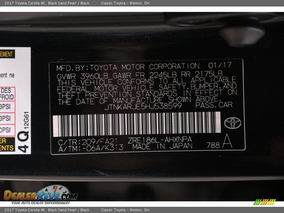 2017 Toyota Corolla iM Black Sand Pearl / Black Photo #18