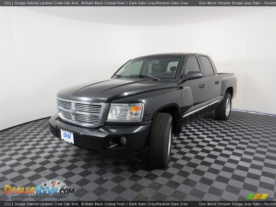 2011 Dodge Dakota Laramie Crew Cab 4x4 Brilliant Black Crystal Pearl / Dark Slate Gray/Medium Slate Gray Photo #7