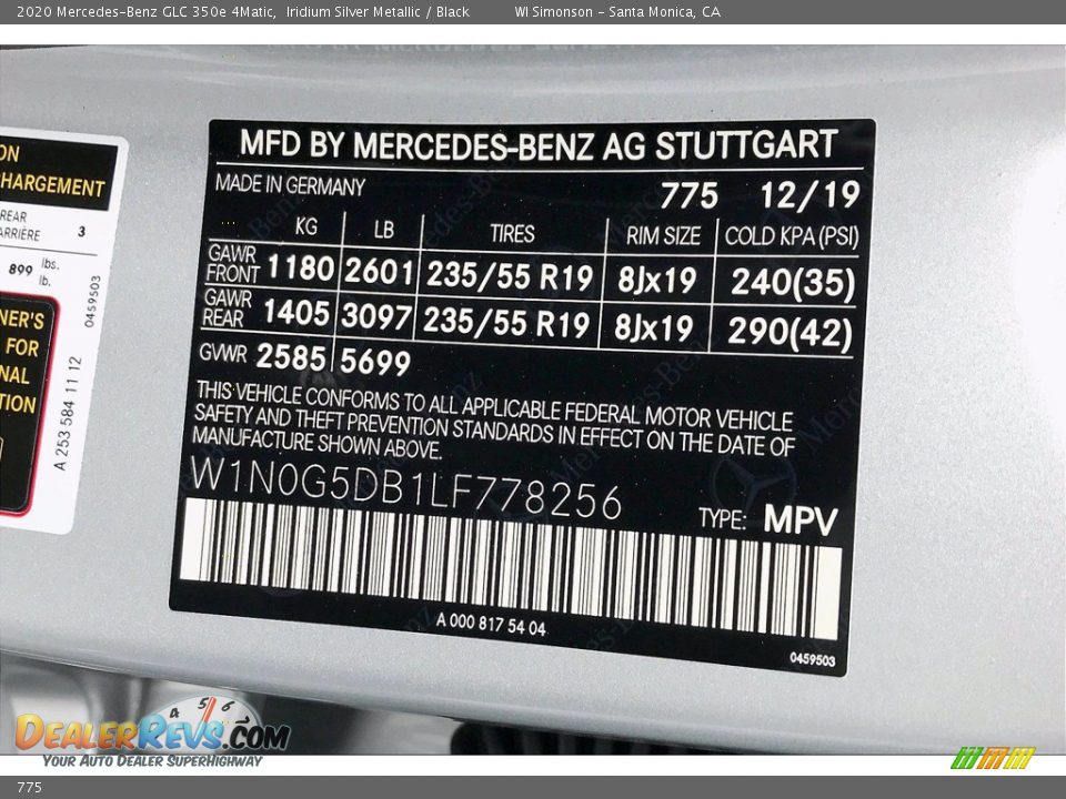 Mercedes-Benz Color Code 775 Iridium Silver Metallic