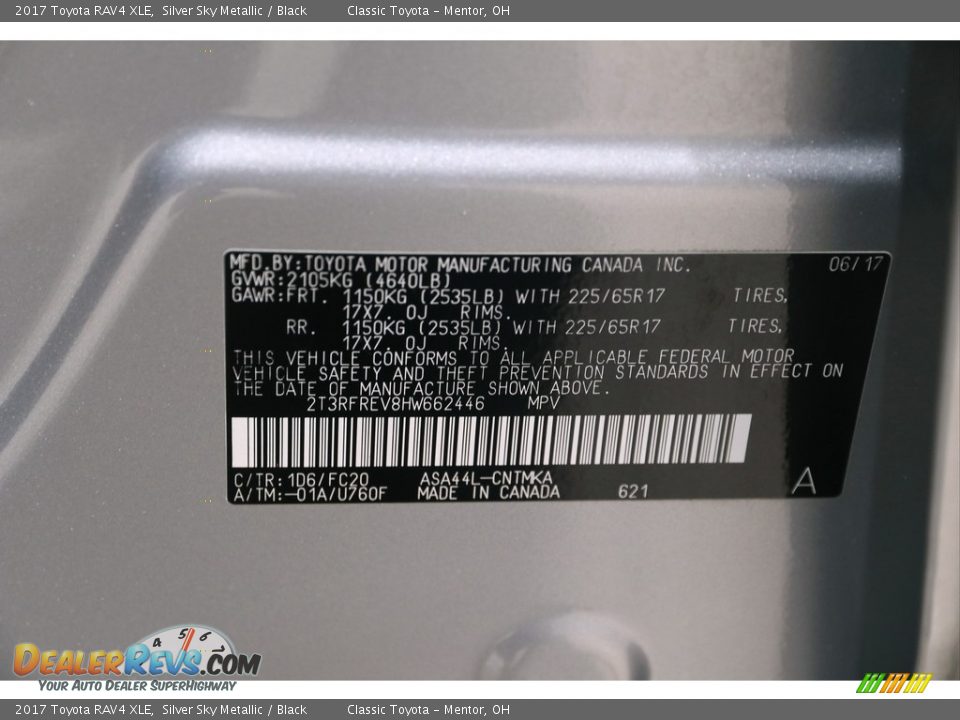 2017 Toyota RAV4 XLE Silver Sky Metallic / Black Photo #23