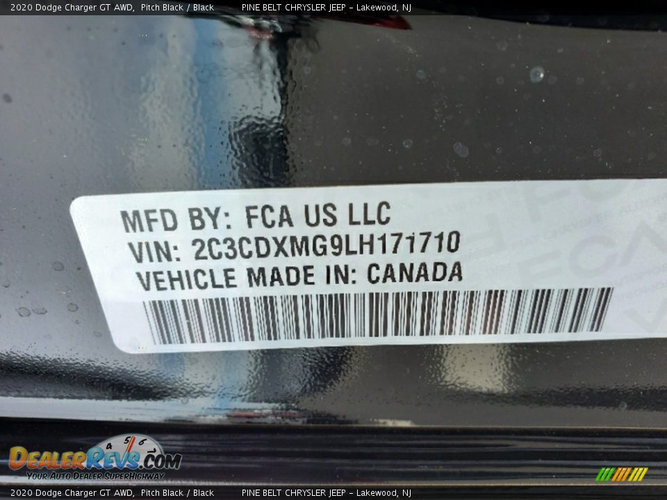 2020 Dodge Charger GT AWD Pitch Black / Black Photo #14