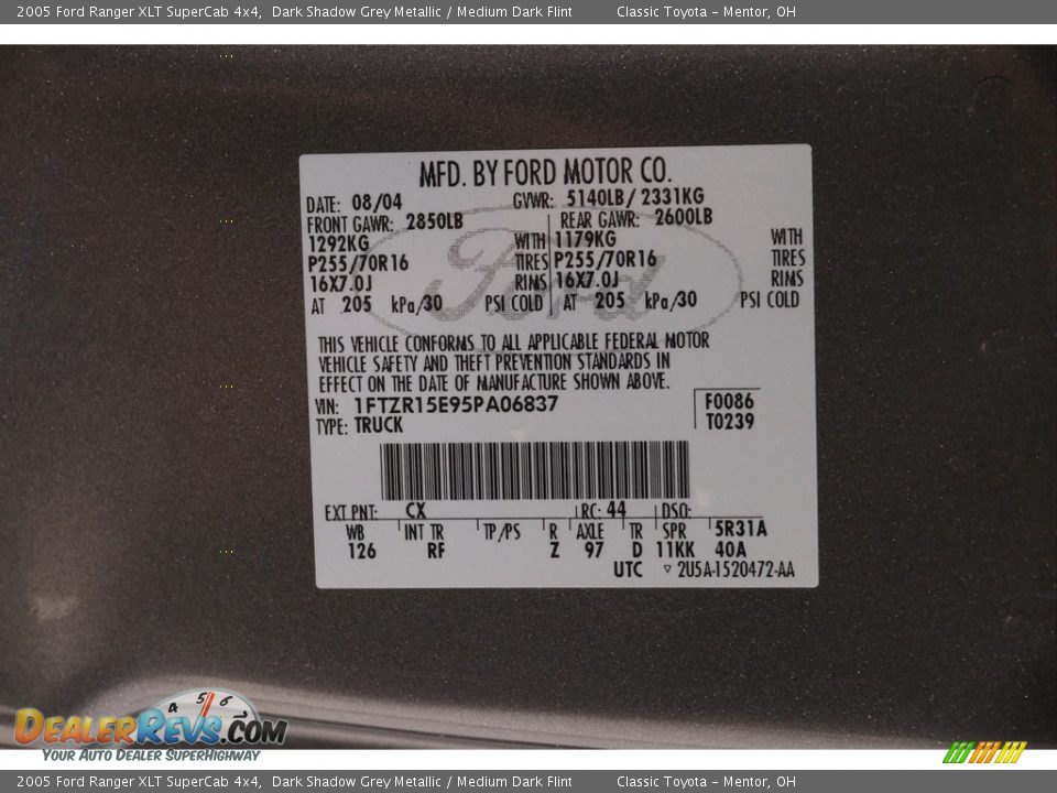 2005 Ford Ranger XLT SuperCab 4x4 Dark Shadow Grey Metallic / Medium Dark Flint Photo #14