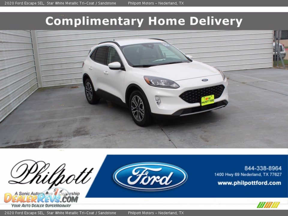 2020 Ford Escape SEL Star White Metallic Tri-Coat / Sandstone Photo #1
