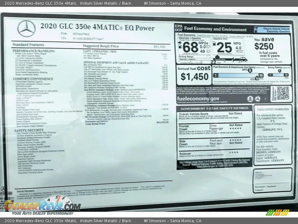 2020 Mercedes-Benz GLC 350e 4Matic Iridium Silver Metallic / Black Photo #11