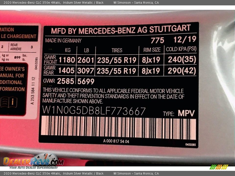 2020 Mercedes-Benz GLC 350e 4Matic Iridium Silver Metallic / Black Photo #12