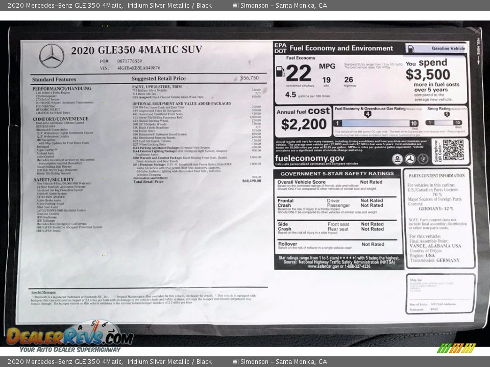 2020 Mercedes-Benz GLE 350 4Matic Iridium Silver Metallic / Black Photo #10