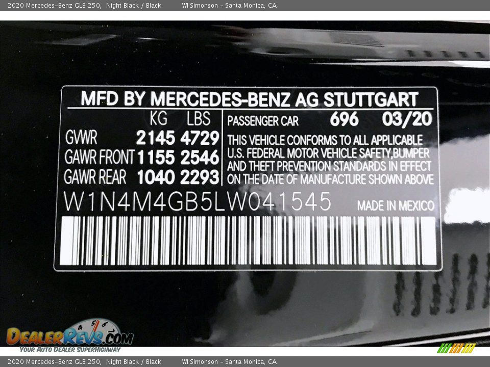 2020 Mercedes-Benz GLB 250 Night Black / Black Photo #11