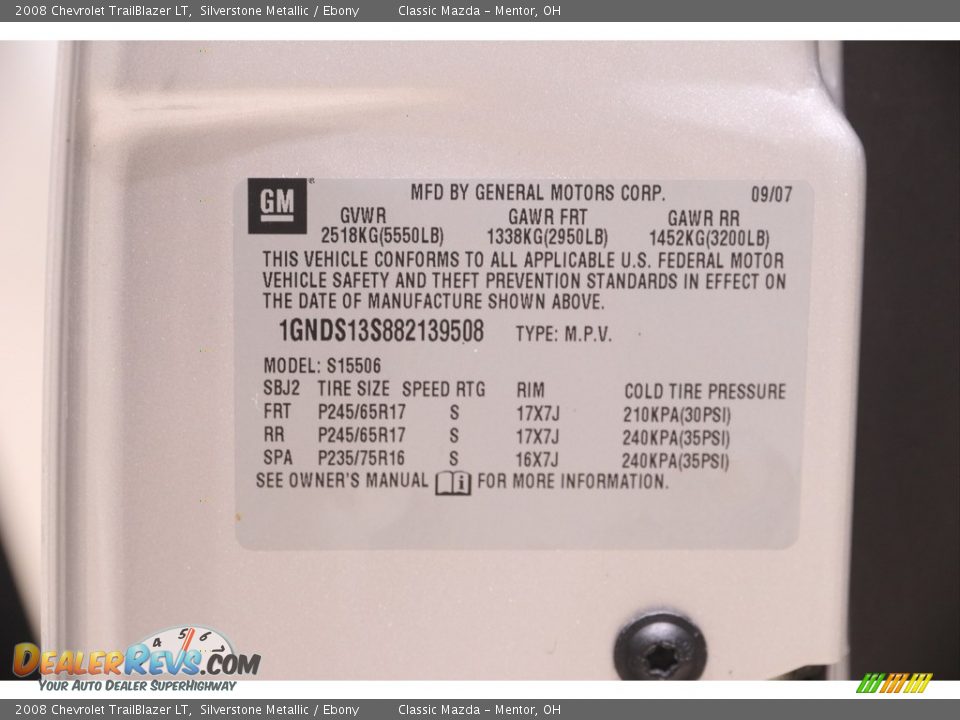 2008 Chevrolet TrailBlazer LT Silverstone Metallic / Ebony Photo #16