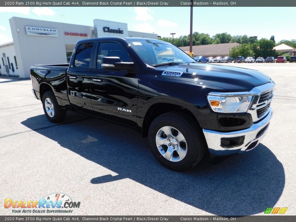 2020 Ram 1500 Big Horn Quad Cab 4x4 Diamond Black Crystal Pearl / Black/Diesel Gray Photo #3