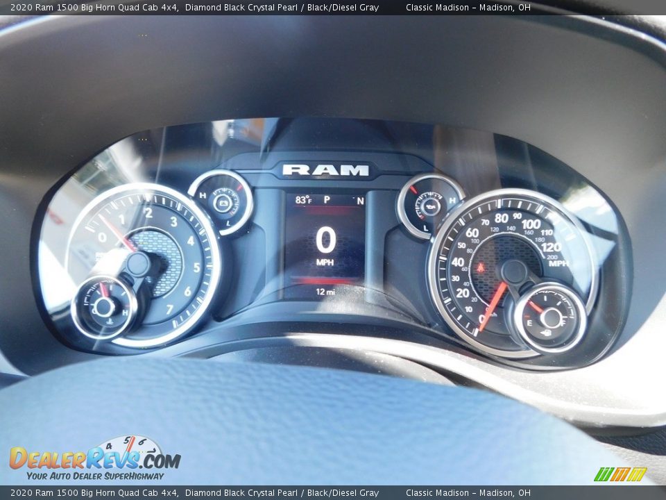 2020 Ram 1500 Big Horn Quad Cab 4x4 Diamond Black Crystal Pearl / Black/Diesel Gray Photo #13