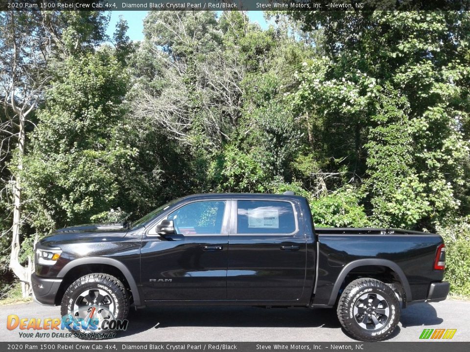 2020 Ram 1500 Rebel Crew Cab 4x4 Diamond Black Crystal Pearl / Red/Black Photo #1